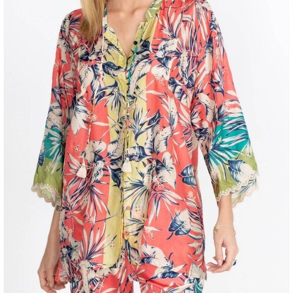 Johnny Was Kygo Marianne Silk Tunic Multicolor Medium - Picture 1 of 6